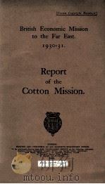 BRITISHN ECONOMIC MISSION TO THE FAR EAST 1930-31 REPORT OF THE COTTON MISSION（1931 PDF版）