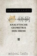 ANALYTISCHE GEOMETRIE DER EBENE   1958  PDF电子版封面    P. CRANTZ 