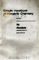 GMELIN HANDBOOK OF INORGANIC CHEMISTRY 8TH EDITION RH RHODIUM SYSTEM NUMBER 64（1982 PDF版）