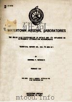 WATERTOWN ARSENAL LABORATORIES TECHNICAL REPORT NO. WAL TR 830.4/1（1961 PDF版）