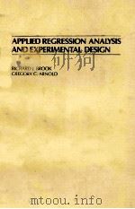 APPLIED REGRESSION ANALYSIS AND EXPERIMENTAL DESIGN（ PDF版）