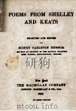 POEMS FROM SHELLEY AND KEATS   1923  PDF电子版封面    SIDNEY CARLETON NEWSOM 