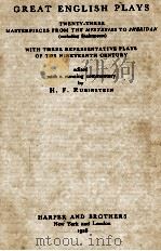 GREAT ENGLISH PLAYS   1928  PDF电子版封面    H. F. RUBINSTEIN 