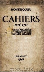 CAHIERS (1716-1755)   1941  PDF电子版封面    BERNARD GRASSET 