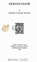 PERSONALISM   1908  PDF电子版封面    BORDEN PARKER BOWNE 