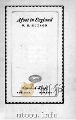 AFOOT IN ENGLAND   1922  PDF电子版封面    W. H.HUDSON 