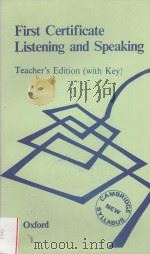 FIRST CERTIFICATE LISTENING AND SPEAKING TEACHER'S EDITION     PDF电子版封面     