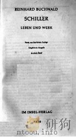 REINHARD BUCHWALD: SCHILLER   1959  PDF电子版封面     