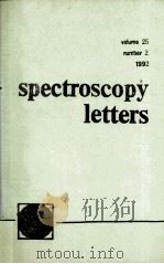 SPECTROSCOPY LETTERS VOLUME 25 MURNBER 2 1992     PDF电子版封面     