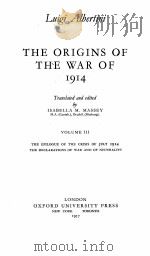 THE ORIGINS OF THE WAR OF 1914 VOLUME III   1957  PDF电子版封面     