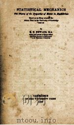 STATISTICAL MECHANICS   1929  PDF电子版封面     