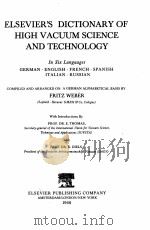 ELSEVIER'S DICTIONARY OF HIGH VACUUM SCIENCE AND TECHNOLOGY   1968  PDF电子版封面     