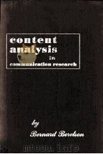 CONTENT ANALYSIS IN COMMUNIEATION RESEARCH   1952  PDF电子版封面     