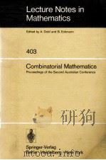 LECTURE NOTES IN CONTROL AND INFORMATION SCIENCES 403: COMBINATORIAL MATHEMATICS   1974  PDF电子版封面    D. A. HOLTON 