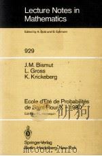 LECTURE NOTES IN MATHEMATICS 929: ECOLE D'ETE DE PROBABILITES DE SAINT-FLOUR X - 1980   1982  PDF电子版封面  3540115471;0387115471   