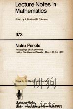 LECTURE NOTES IN MATHEMATICS 973: MATRIX PENCILS（1983 PDF版）