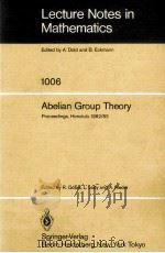 LECTURE NOTES IN MATHEMATICS 1006: ABELIAN GROUP THEORY   1983  PDF电子版封面  3540123350;0387123350   