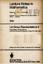 LECTURE NOTES IN MATHEMATICS 1041: LIE GROUP REPRESENTATIONS II   1984  PDF电子版封面  3540127151;0387127151   