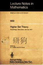 LECTURE NOTES IN MATHEMATICS 669: HIGHER SET THEORY   1984  PDF电子版封面  3540089268;0387089268   