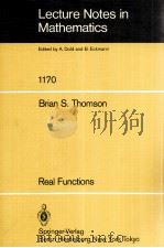LECTURE NOTES IN MATHEMATICS 1170: REAL FUNCTIONS   1985  PDF电子版封面  3540160582;0387160582   