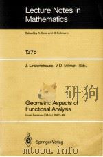 LECTURE NOTES IN MATHEMATICS 1376: GEOMETRIC ASPECTS OF FUNCTIONAL ANALYSIS   1989  PDF电子版封面  3540513035;0387513035   