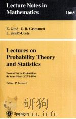 LECTURES ON PROBABILITY THEORY AND STATISTICS   1997  PDF电子版封面  9783540631903   