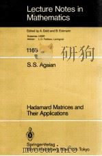 LECTURE NOTES IN MATHEMATICS 1168: HADAMARD MATRICES AND THEIR APPLICATIONS   1985  PDF电子版封面  3540160566;0387160566   