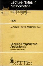 LECTURE NOTES IN MATHEMATICS 1396: QUANTUM PROBABILITY AND APPLICATIONS IV   1989  PDF电子版封面  3540516131;0387516131   