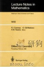 LECTURE NOTES IN MATHEMATICS 1410: DIFFERENTIAL GEOMETRY（1989 PDF版）