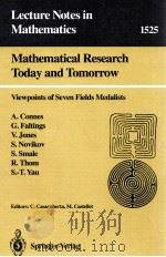 MATHEMATICAL RESEARCH TODAY AND TOMORROW   1992  PDF电子版封面  3540560114;0387560114   