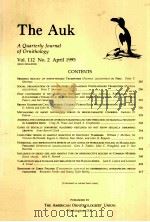 THE AUK VOL.112 NO.2   1995  PDF电子版封面     