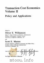 Transaction Cost Economics  Volume 2  Policy and Applications（ PDF版）