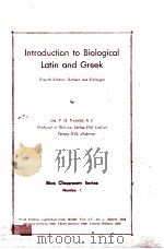 Introduction to Biological Latin and Greek Fourth Edition   1950  PDF电子版封面     