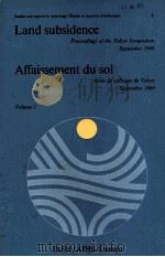 LAND SUBSIDENCE AFFAISSEMENT DU SOL VOLUME 1   1969  PDF电子版封面     