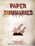 PAPER SUMMARIES   1978  PDF电子版封面     