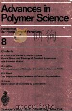 ADVANCES IN POLYMER SCIENCE FORTSCHRITTE DER HOCHPOLYMEREN FORSCHUNG 8   1971  PDF电子版封面     