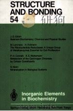 STRUCTURE AND BONDING 54 INORGANIC ELEMENTS IN BIOCHEMISTRY（1983 PDF版）