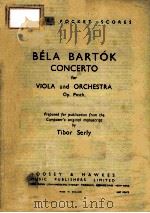 BELA BARTOK CONCERTO FOR VIOLA AND ORCHESTRA   1950  PDF电子版封面     