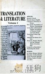 TRANSLATION AND LITERATURE VOLUME 1   1992  PDF电子版封面  0748603107   