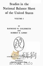 STUDIES IN THE NATONAL BALANCE SHEET OF THE UNITED STATES VOLUME I   1963  PDF电子版封面     