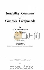 INSTABILITY CONSTANTS OF COMPLEX COMPOUNDS（1960 PDF版）
