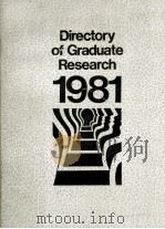 DIRECTORY OF GRADUATE RESEARCH 1981   1981  PDF电子版封面  8841206600   