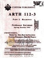 CUSTOM PUBLISHING ARTH 112-3 PART 1 READINGS   1993  PDF电子版封面     
