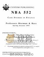 CUSTOM PUBLISHING NBA 552 CASE STUDIES IN FINANCE   1993  PDF电子版封面     