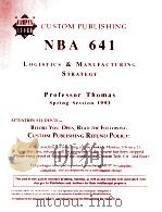 NBA 641 LOGISTICS MANUFACTURING STRATEGY     PDF电子版封面     