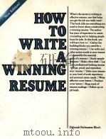 HOW TO WRITE A WINNING RESUME   1993  PDF电子版封面  0844241725   
