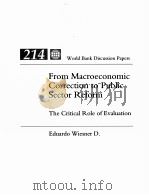 FROM MACROECONOMIC CORRECTION TO PUBLIC SECTOR REFORM THE CRITICAL TOLE OF EVALUATION（1993 PDF版）