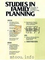 STUDIES IN FAMILY PLANNING VOLUME 25NUMBER 1 JAN/FEB 1994     PDF电子版封面     