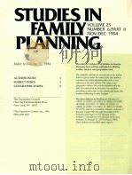 STUDIES IN FAMILY PLANING VOLUME 25 NUMBER 6/OART II NOV/DEC 1994（ PDF版）