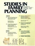 STUDIES IN FAMILY PLANNING VOLUME 25 NUMBER 6/PART 1 NOV/DEC 1994     PDF电子版封面     
